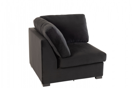 Canapele - Modul de colt Velvet, Textil/Lemn, Negru, 108x108x89 cm