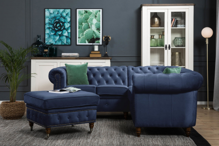 Coltar Chesterfield, Albastru, 205x80x86 cm [1]