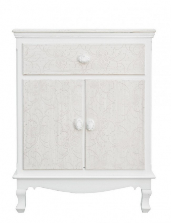 Comoda Clorine cu motive florale, Lemn, Alb, 60x30x78 cm [1]