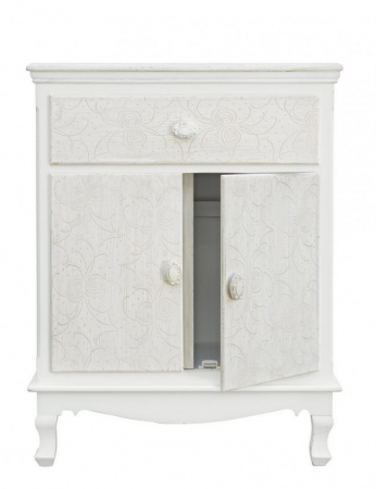 Comoda Clorine cu motive florale, Lemn, Alb, 60x30x78 cm [2]