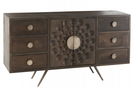 DORMITOR - Comoda Etnic, Lemn, Maro, 150x39.5x69 cm
