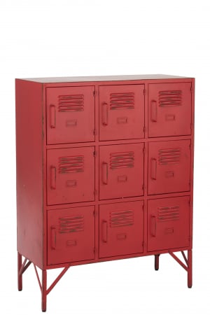 DORMITOR - Comoda, Metal, Rosu, 86x42x113.7 cm
