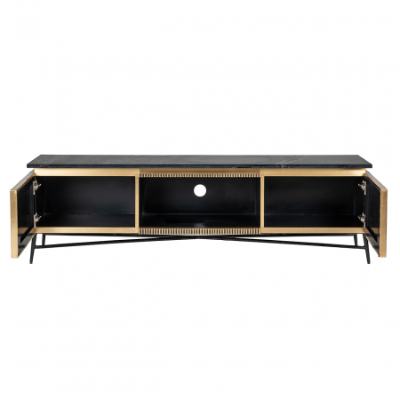 Comoda TV cu 2 usi  Ironville, MDF/Lemn/Metal/Marmura/Fier, Negru/Auriu, 50x170x40 [11]