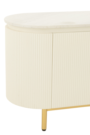 Comoda TV din MDF/marmura/metal, alb/auriu [4]