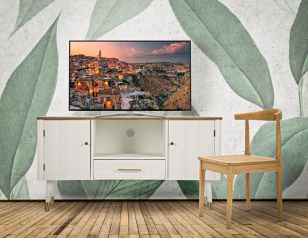 Comoda TV Matera, Lemn/MDF/Fier, Alb/Maro, 60x117x40 cm [10]