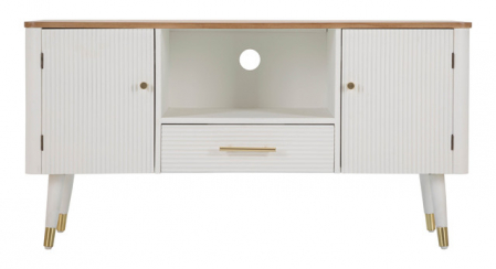 Comoda TV Matera, Lemn/MDF/Fier, Alb/Maro, 60x117x40 cm [1]