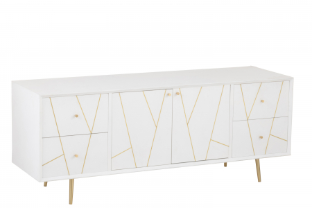 DORMITOR - Comoda Wood, Lemn, Alb, 150x45x59 cm