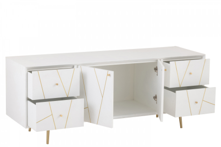 Comoda Wood, Lemn, Alb, 150x45x59 cm [8]