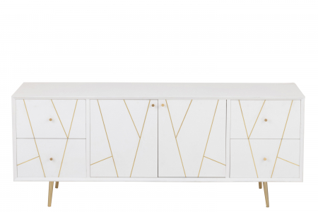 Comoda Wood, Lemn, Alb, 150x45x59 cm [1]
