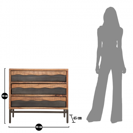 Comoda Yellowstone, Lemn/MDF/Fier, Maro/Negru, 92x49x84 cm [8]