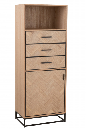 DORMITOR - Comoda Zigzag, Lemn, Negru, 60x38x158 cm