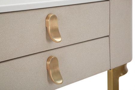 Consola Beauty 2 sertare, Lemn/MDF/Metal, Crem/Auriu, 80x70x40 cm [6]