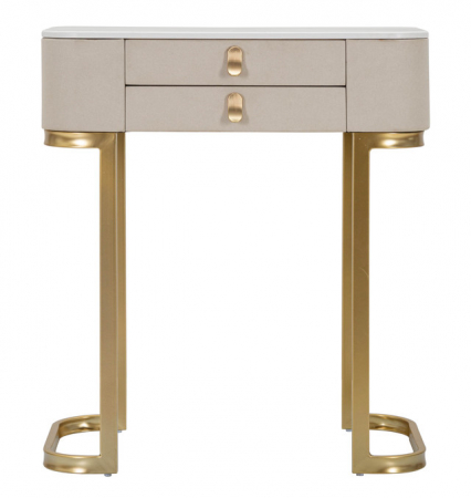 Consola Beauty 2 sertare, Lemn/MDF/Metal, Crem/Auriu, 80x70x40 cm [2]