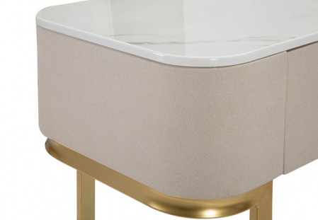Consola Beauty, Lemn/MDF/Metal, Crem/Auriu, 80x100x40 cm [8]