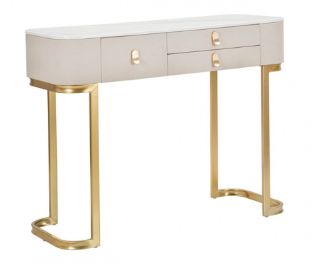 Consola Beauty, Lemn/MDF/Metal, Crem/Auriu, 80x100x40 cm [1]