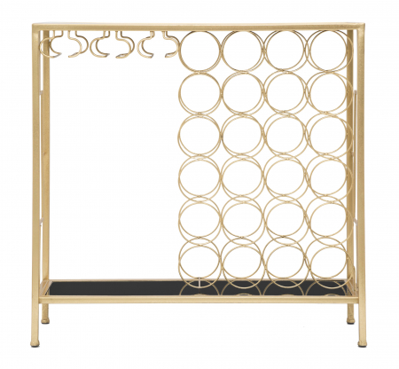Consola Bottle Holder Glam, Metal/Sticla, Negru/Auriu, 76X30X75 cm, Mauro Ferretti [5]
