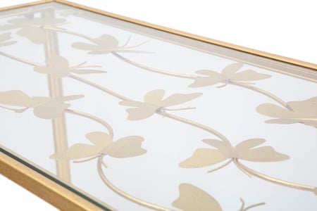 Consola Butterflies, Fier/Sticla, Auriu, 80x100x35 cm [2]