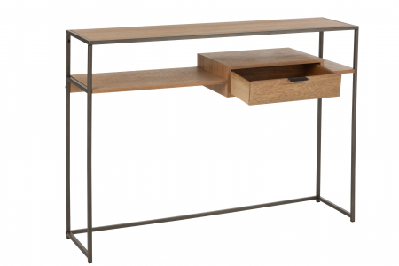 Consola cu 1 sertar, Lemn/Metal, Natural, 120x30x86 cm [4]