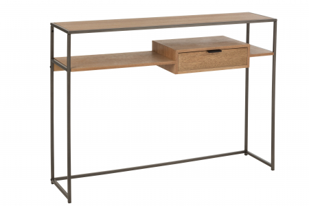 SALE % - Consola cu 1 sertar, Lemn/Metal, Natural, 120x30x86 cm