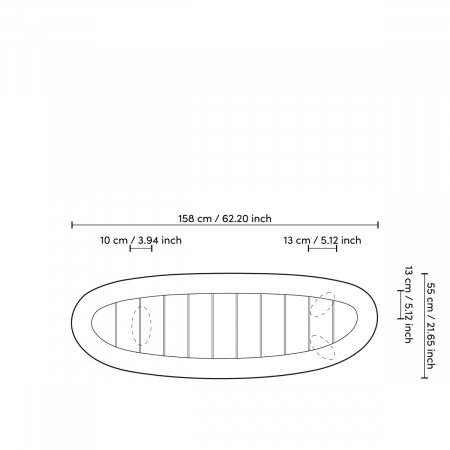 Consolă de exterior Free Form din tec natur, Dims: L. 158 | W. 55 | H. 76.5  (CM) [6]