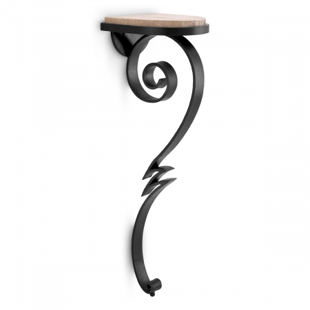 SALE % - Consola de perete Ophira travertin cu finisaj gunmetal, Dims: W. 31 | D. 30 | H. 102  (CM)