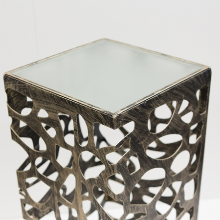 Consola Ellis, metal/sticla, auriu antichizat, 27x27x100 cm [2]