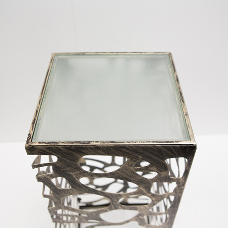 Consola Ellis, metal/sticla, auriu antichizat, 27x27x70 cm [4]