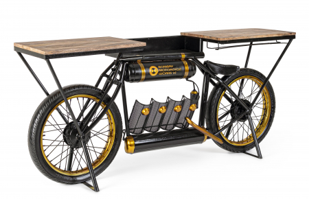 Mese - Consola Epic Moto Bar, Otel/Lemn, Multicolor, 183x41x86 cm