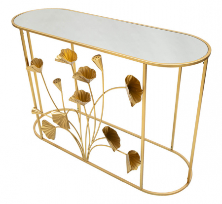 Consola Flow, Fier/MDF/Oglinda, Auriu, 80x120x40 cm [5]