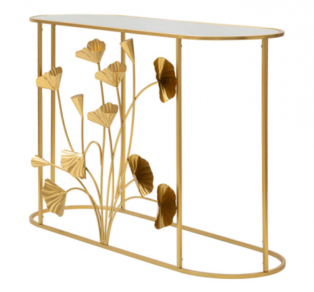 Consola Flow, Fier/MDF/Oglinda, Auriu, 80x120x40 cm [4]