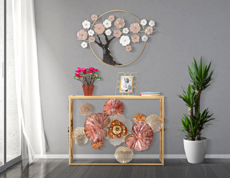 SALE % - Consola Glam Redy, Fier/MDF/Oglinda, Multicolor, 80x114x41.5 cm