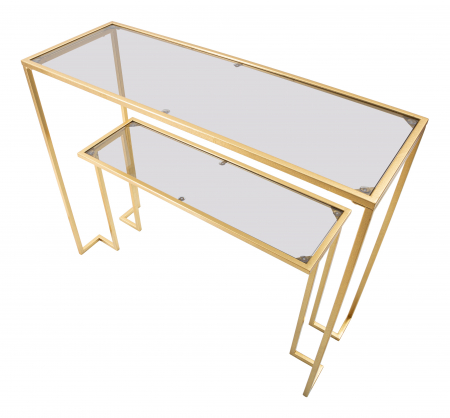 Consola Level, Fier/Sticla, Auriu, 80x100x35 cm [5]