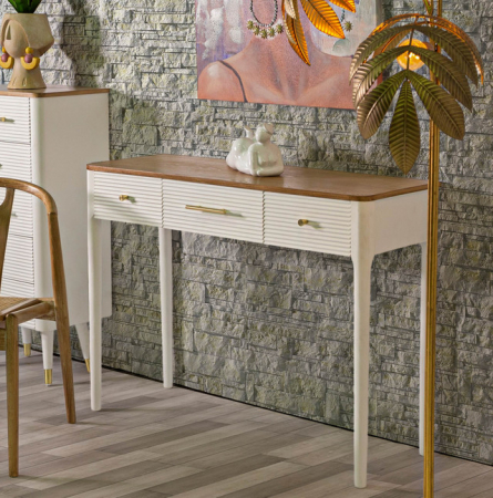 Consola Matera, Lemn/MDF/Fier, Alb/Maro, 80x107x37 cm [7]