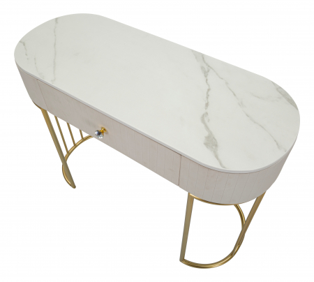 Consola Montpellier, Fier/Lemn/Fibre sintetice, Crem/Auriu/Alb, 75x100x40 cm [3]