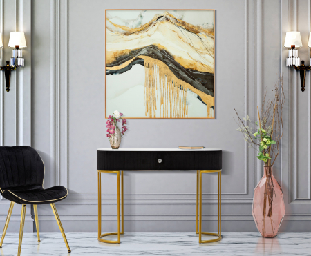 SALE % - Consola Montpellier , Fier/Lemn/Stofa, Multicolor, 74x100x43 cm