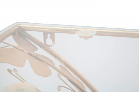 Consola/Noptiera suspendata Butterflies, Fier/Sticla, Auriu, 34.5x44.5x24.5 cm [2]