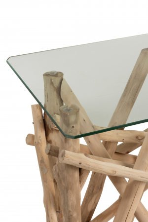 Consola Rectangle Branch, Lemn/Sticla, Natural, 97x47x77.5 cm [4]