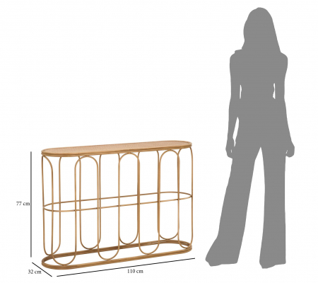 Consola Samui, Fier/Rattan, Natural, 77x110x32 cm [1]