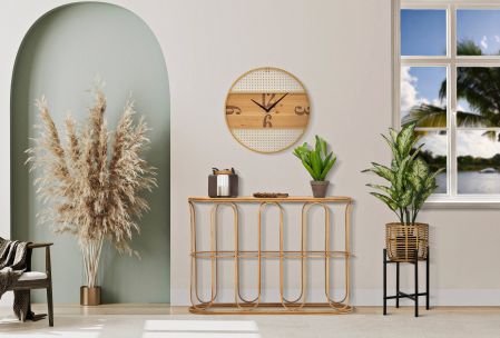 SALE % - Consola Samui, Fier/Rattan, Natural, 77x110x32 cm