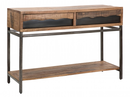 SALE % - Consola Yellowstone, Lemn/Fier, Maro/Negru, 122x44x84 cm
