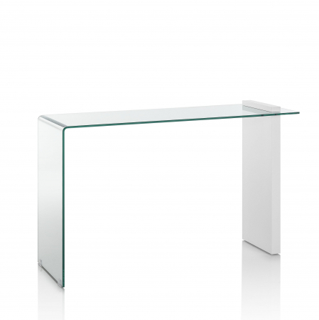 Toate produsele - Consola YUI, MDF/Sticla, Alb, 120x40x75 cm