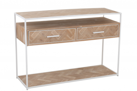 SALE % - Consola Zigzag, Lemn, Alb, 120x40x80 cm