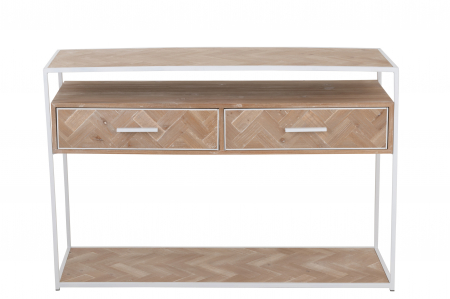 Consola Zigzag, Lemn, Alb, 120x40x80 cm [1]