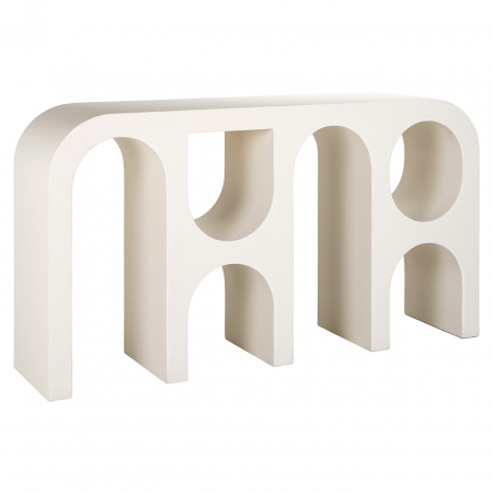 Mese consola - Consola Bloomstone, MDF/Fier, Alb, 80x150x35 cm
