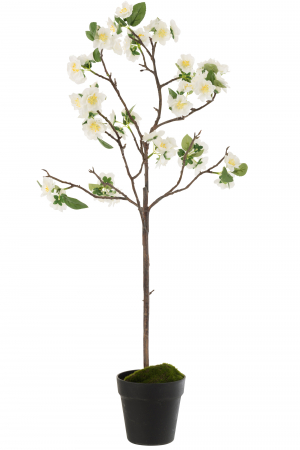 SALE % - Copac inflorit, Sintetic, Alb, 18x25x88 cm