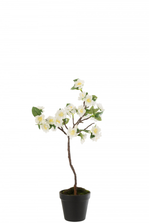 SALE % - Copac inflorit, Sintetic, Alb, 24x24x52 cm