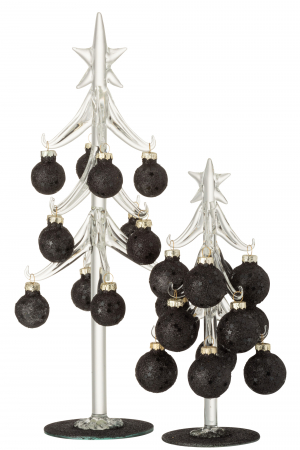 Decoratiune Copac , Sticla, Negru, 12.5x12.5x30 cm [1]