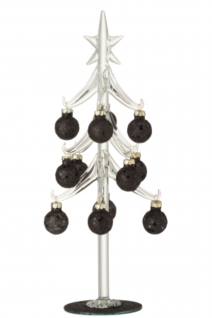 Accesorii - Decoratiune Copac , Sticla, Negru, 12.5x12.5x30 cm