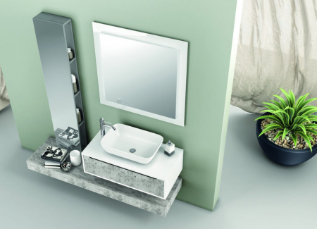 Corp suspendat cu oglinda BELSK, Melamina/Sticla, Gri, 32x18x160 cm [4]