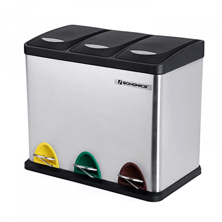 ORGANIZARE - Cos de gunoi, Inox/plastic, 24L 46.5*29.5*40.5CM, Songmics